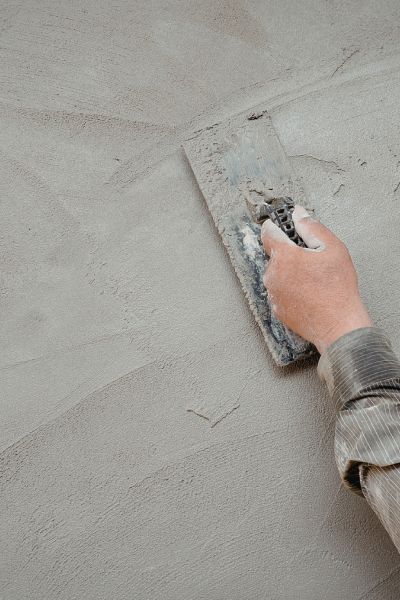 Concrete crew preparing residential slab